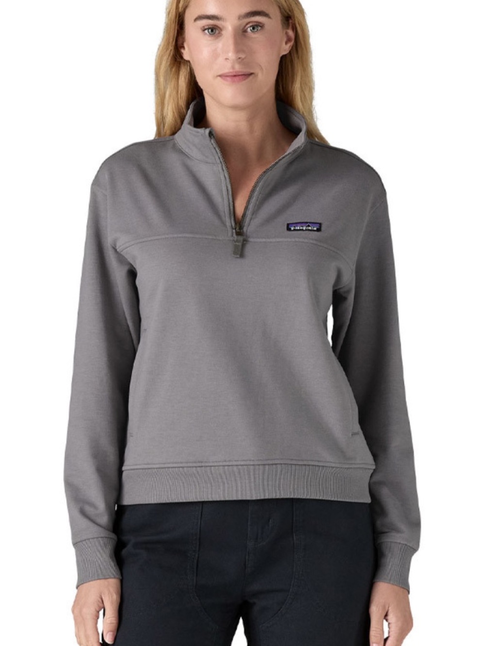Patagonia Womens Ahnya Pullover 1/4 Zip Noble Gray Sweatshirt Size Small Organic